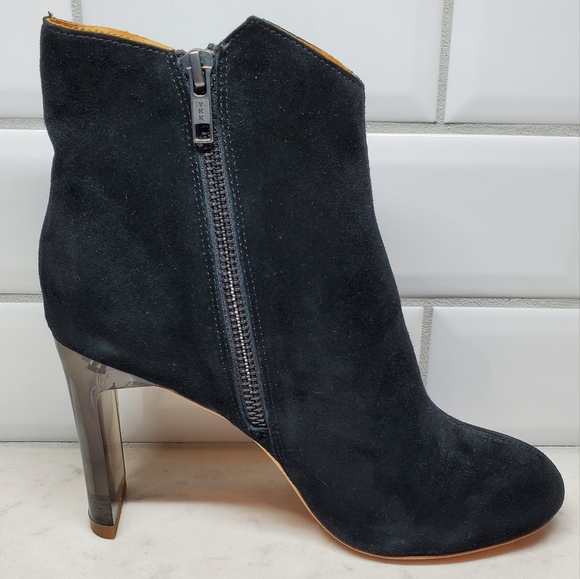 Bill Blass Inez Black Suede Clear Heel Booties Boots (Size 6 US) - NWOT - Picture 4 of 10